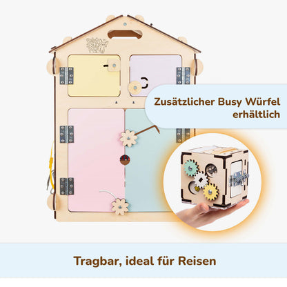 Set - BusyBoard Cottage natura/pastel and creative cube