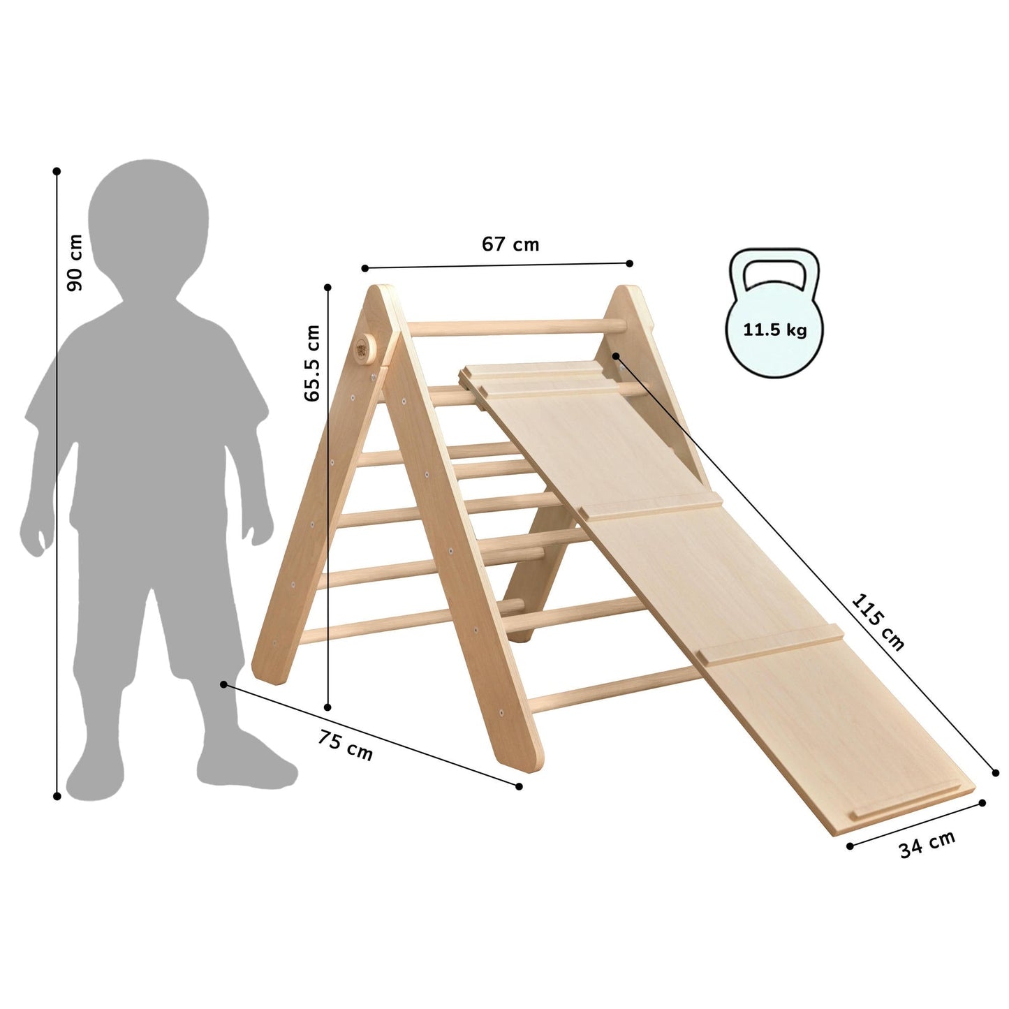 Pikler Triangle and double-sided board set - Bright