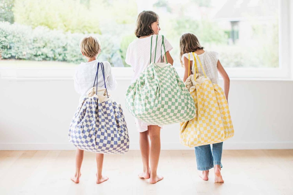 Groen ruitdessin van het Play&amp;Go Vichy speelkleed in detail
