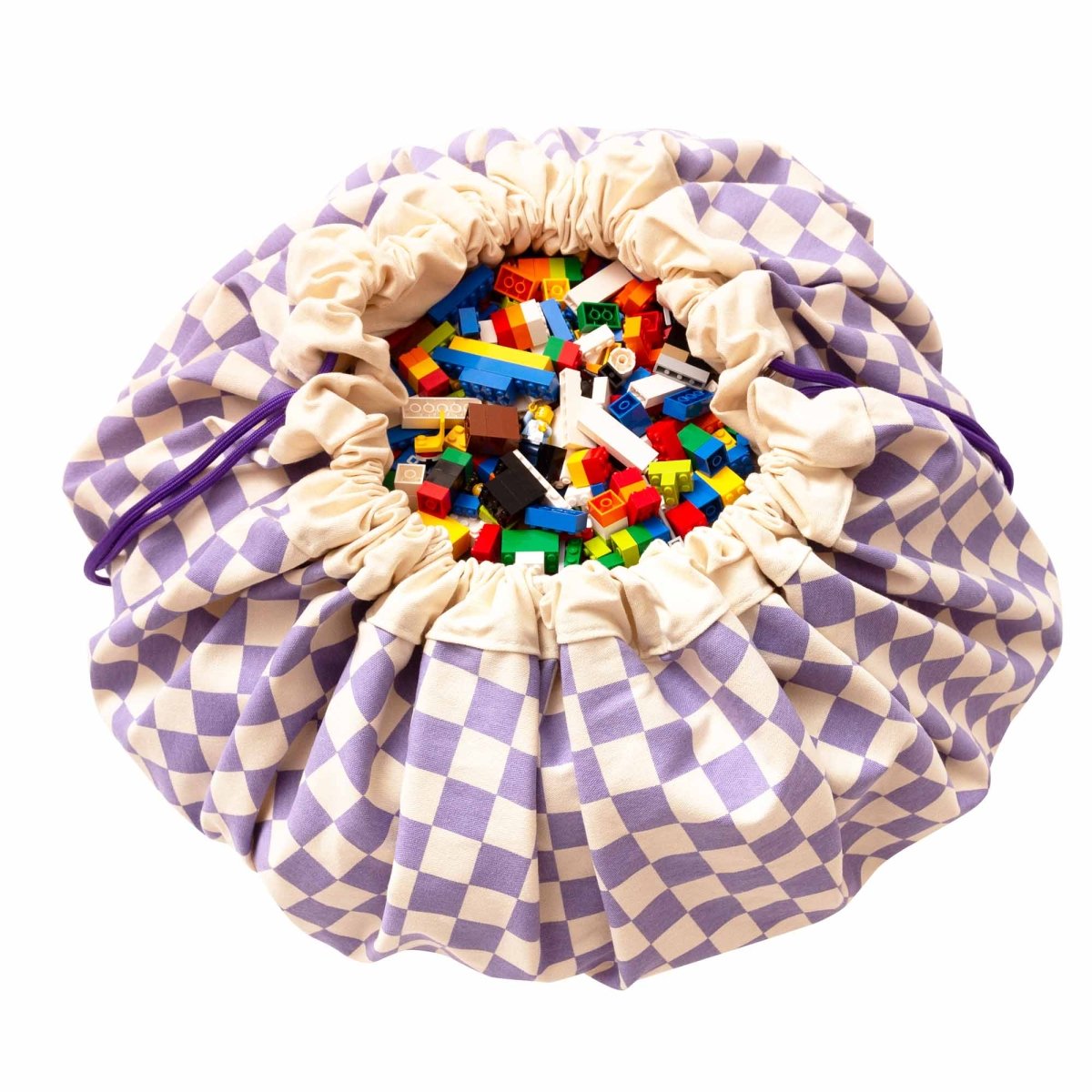 Play&amp;Go Vichy Purple speelkleed uitgevouwen met speelgoed erop