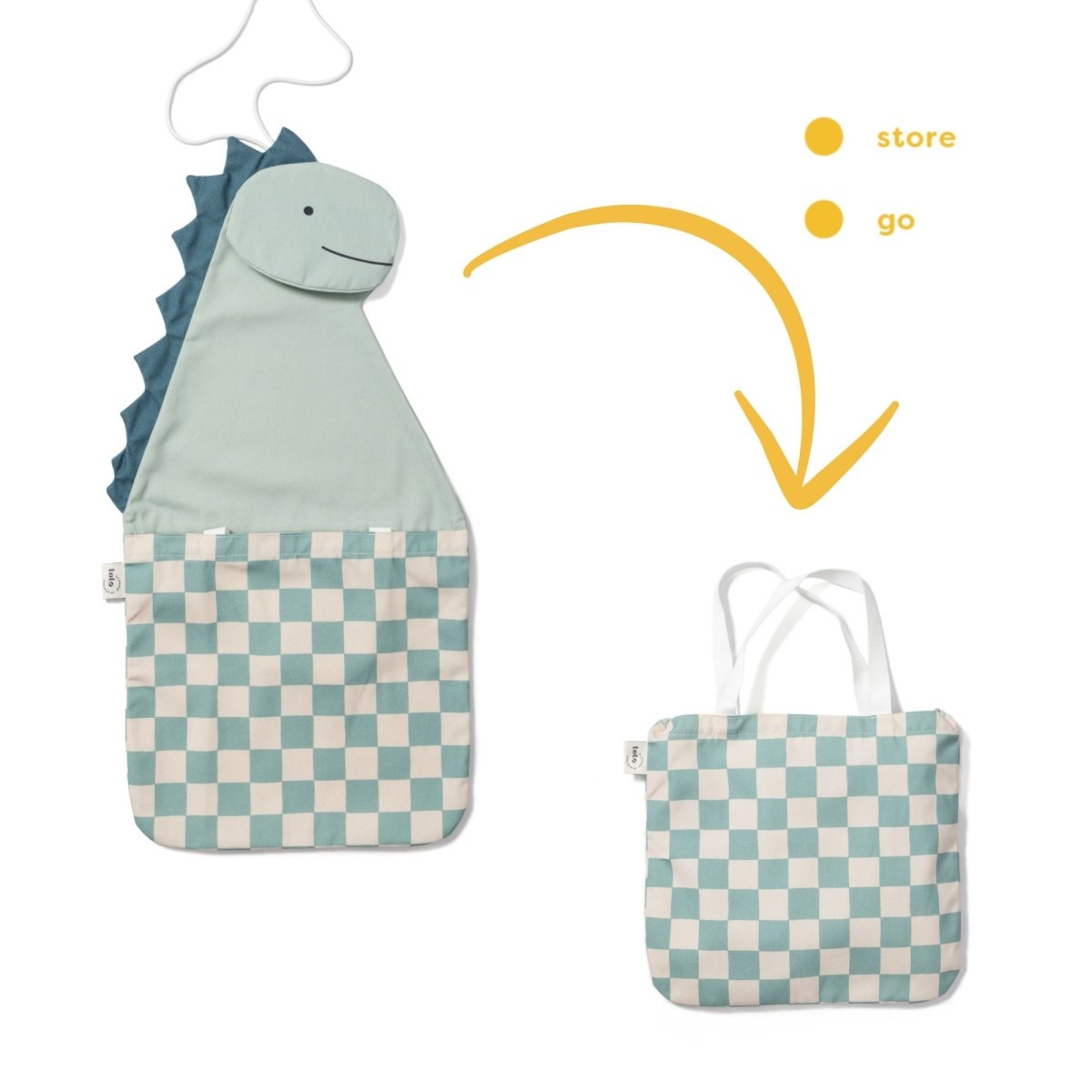 Play&amp;Go Toto Dino Wandaufbewahrer in Dinosaurierform an der Wand