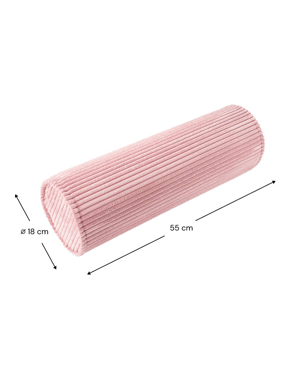 Wigiwama Pink Mousse Roll Cushion - ribstof kussen