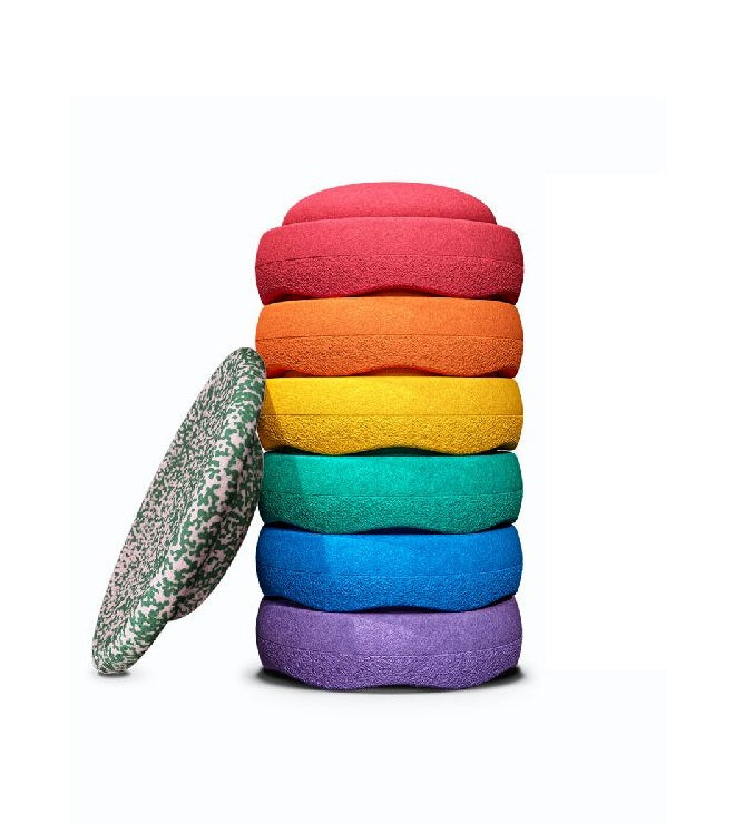 Stapelstein Classic Rainbow set van 6 + Blush balance board