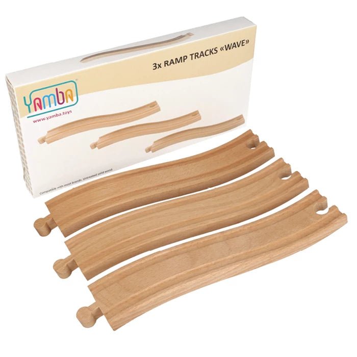 Yamba Holzschienen Wave – 3 Rampenschienen aus Holz mit Verpackung