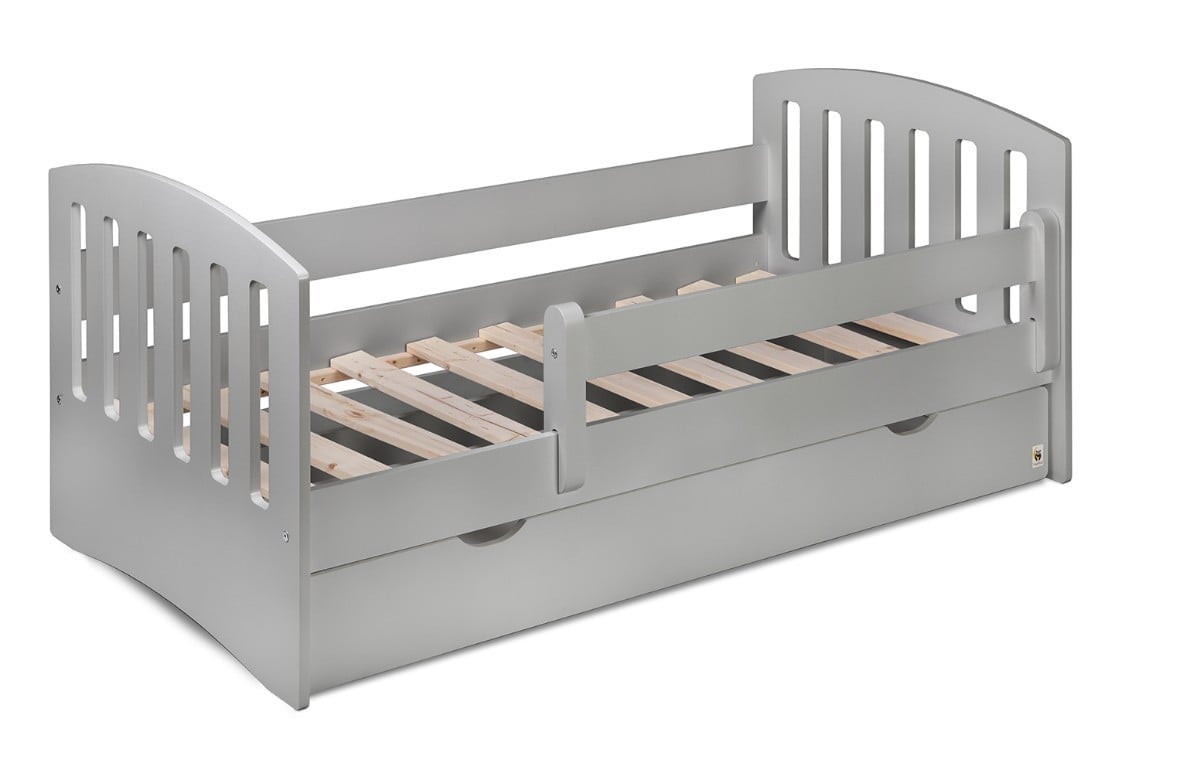 YappyLux Kinderbett mit Schublade 160x80 cm Hellgrau