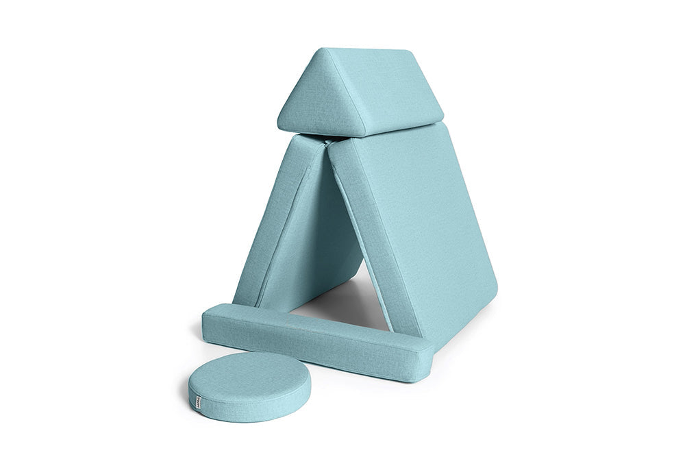Shappy Armchair Original 80 cm in Sky Blue — opgebouwd als tipi